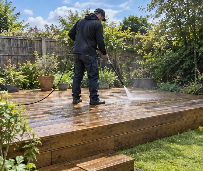 Decking Cleaning on a UK home